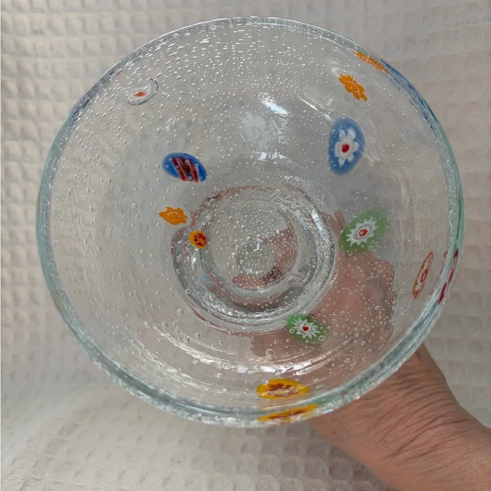 Crate & Barrel Zazz Millefiori Seed Bubble Margarita Glasses (Set of 4) EUC